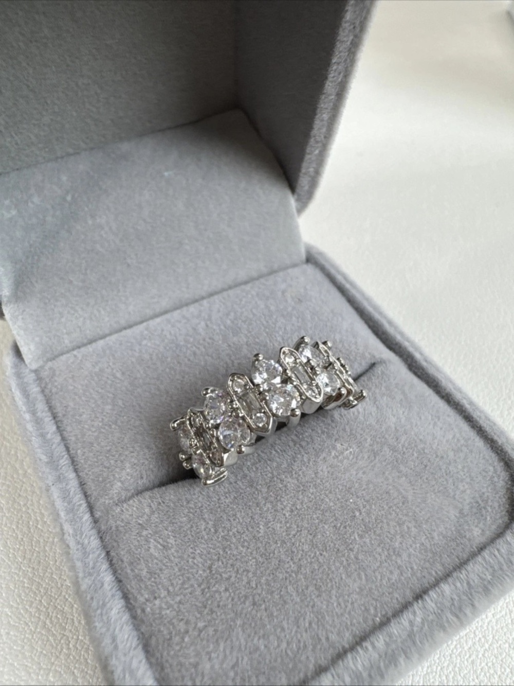 Marilyn Monroe™ Collection Baguette and Round Stone Band Size 5 Ring - Picture 9 of 11